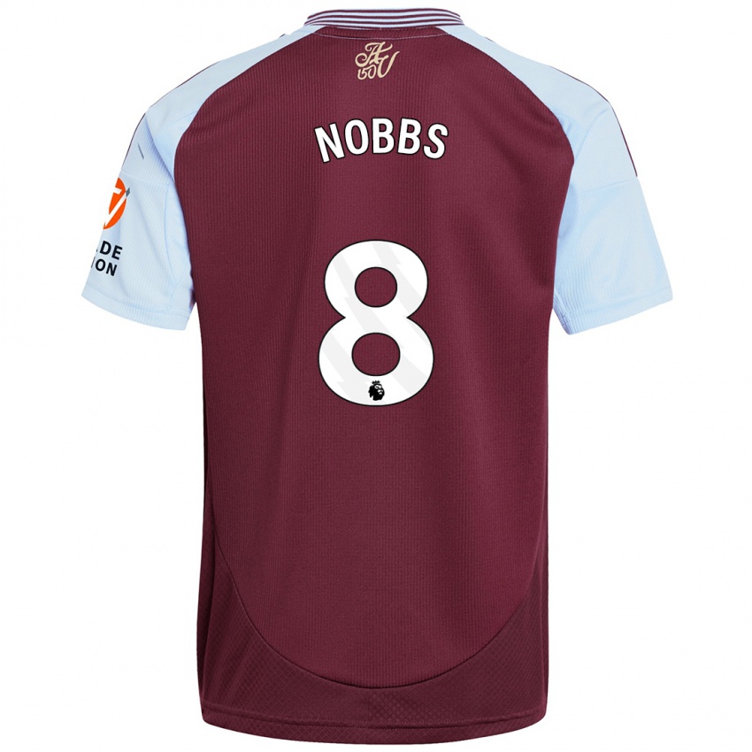 Enfant Maillot Jordan Nobbs #8 Bordeaux Bleu Ciel Tenues Domicile 2024/25 T-Shirt Suisse