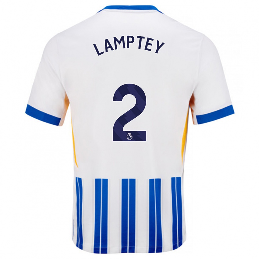 Kinder Tariq Lamptey #2 Weiß Blaue Nadelstreifen Heimtrikot Trikot 2024/25 T-Shirt Schweiz