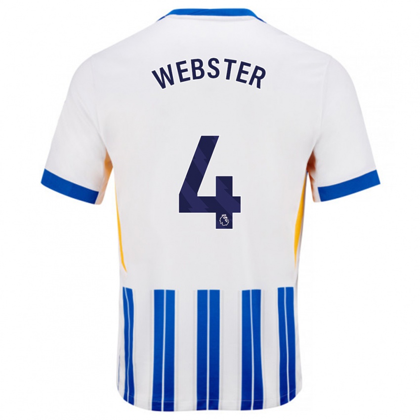 Kinder Adam Webster #4 Weiß Blaue Nadelstreifen Heimtrikot Trikot 2024/25 T-Shirt Schweiz