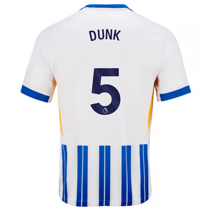 Enfant Maillot Lewis Dunk #5 Blanc Bleu À Rayures Fines Tenues Domicile 2024/25 T-Shirt Suisse