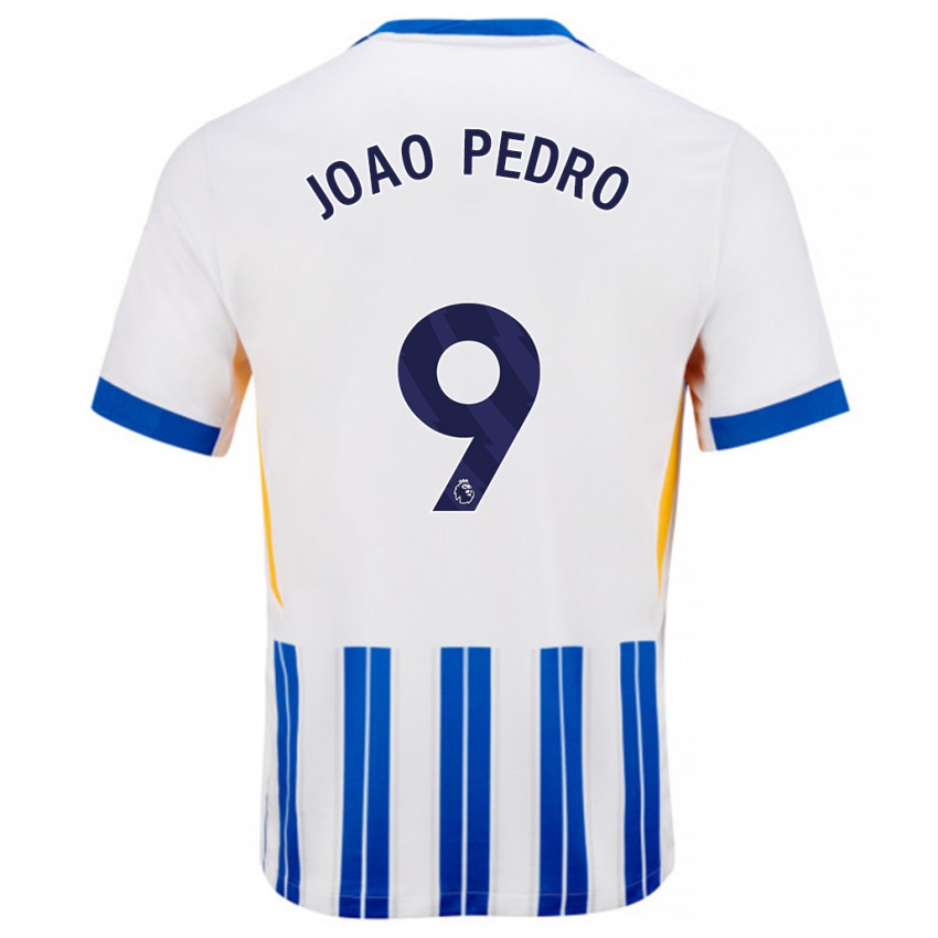 Kinder João Pedro #9 Weiß Blaue Nadelstreifen Heimtrikot Trikot 2024/25 T-Shirt Schweiz