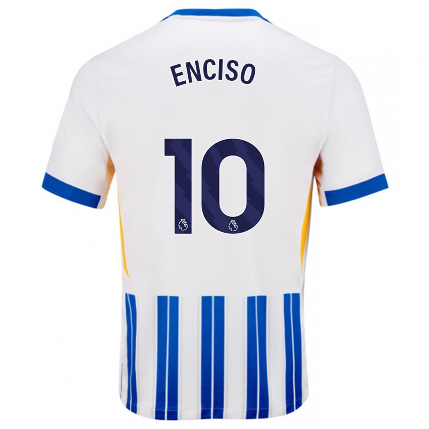 Kinder Julio Enciso #10 Weiß Blaue Nadelstreifen Heimtrikot Trikot 2024/25 T-Shirt Schweiz