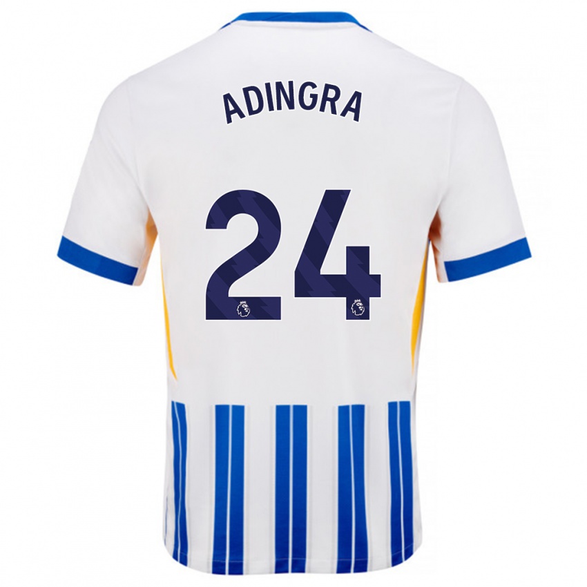 Kinder Simon Adingra #24 Weiß Blaue Nadelstreifen Heimtrikot Trikot 2024/25 T-Shirt Schweiz