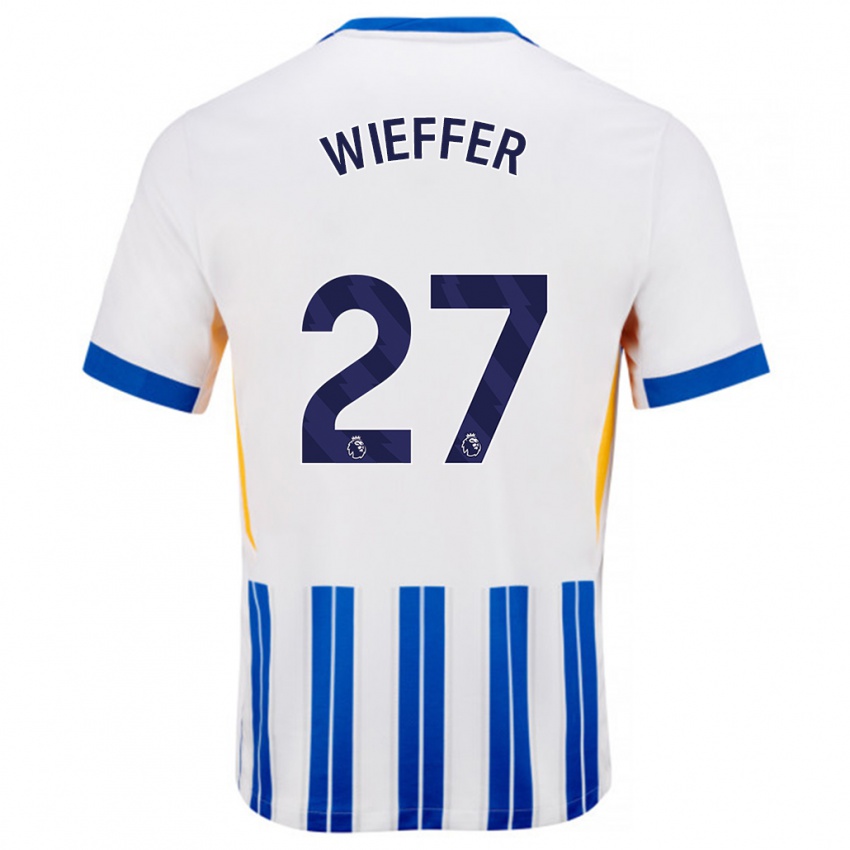 Kinder Mats Wieffer #27 Weiß Blaue Nadelstreifen Heimtrikot Trikot 2024/25 T-Shirt Schweiz