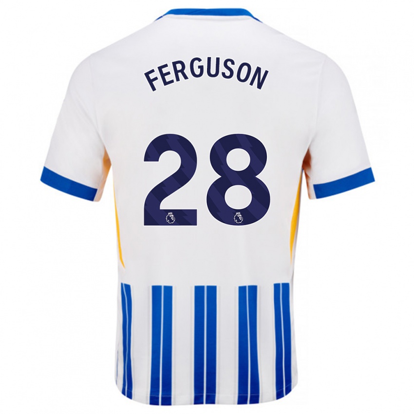 Enfant Maillot Evan Ferguson #28 Blanc Bleu À Rayures Fines Tenues Domicile 2024/25 T-Shirt Suisse