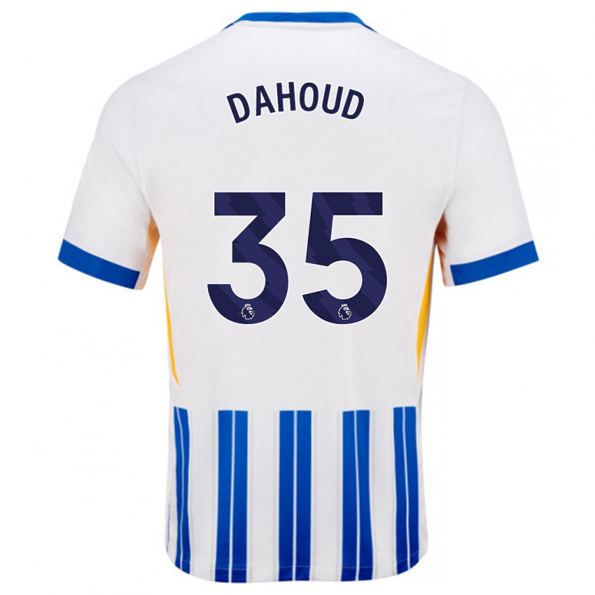 Kinder Mahmoud Dahoud #35 Weiß Blaue Nadelstreifen Heimtrikot Trikot 2024/25 T-Shirt Schweiz