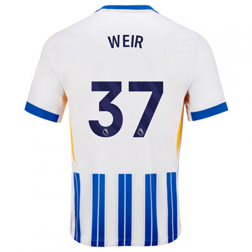 Enfant Maillot Jensen Weir #37 Blanc Bleu À Rayures Fines Tenues Domicile 2024/25 T-Shirt Suisse