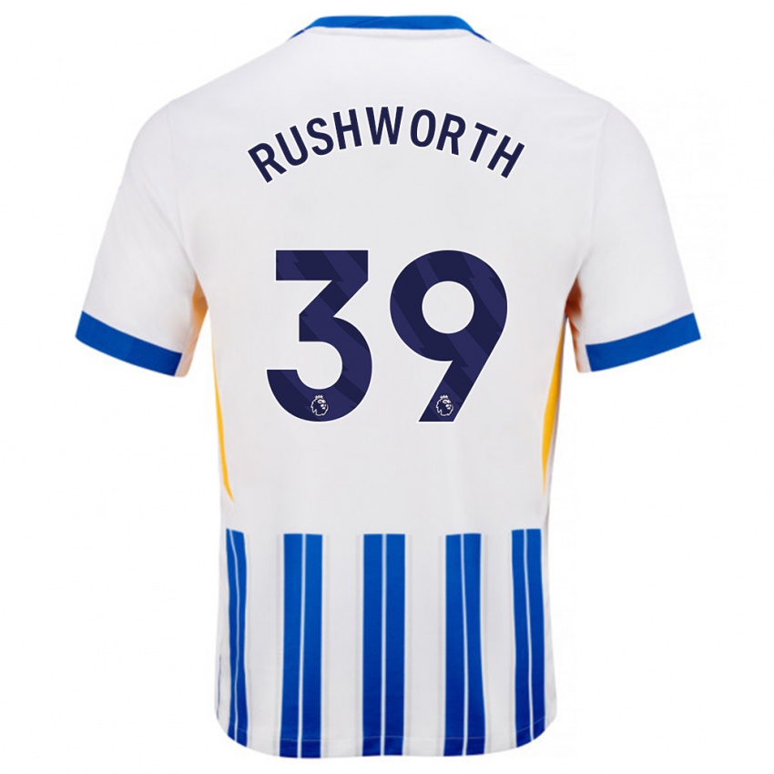 Kinder Carl Rushworth #39 Weiß Blaue Nadelstreifen Heimtrikot Trikot 2024/25 T-Shirt Schweiz