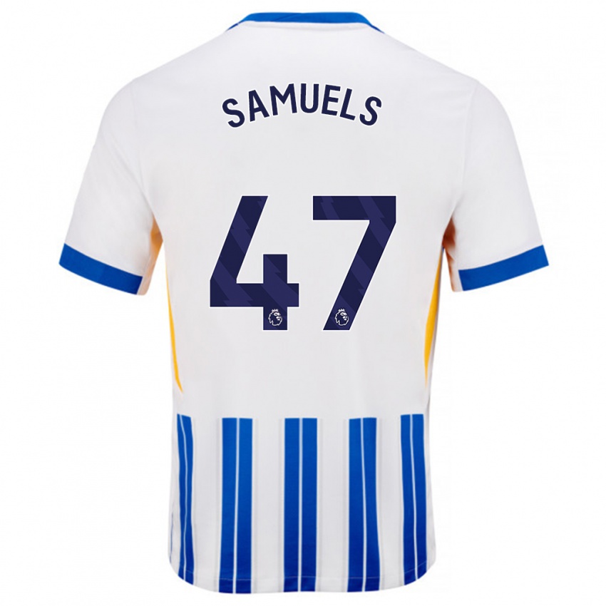 Kinder Imari Samuels #47 Weiß Blaue Nadelstreifen Heimtrikot Trikot 2024/25 T-Shirt Schweiz