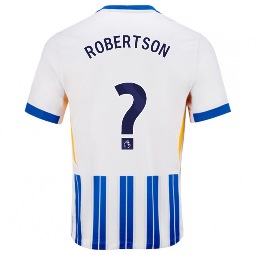 Enfant Maillot Josh Robertson #0 Blanc Bleu À Rayures Fines Tenues Domicile 2024/25 T-Shirt Suisse