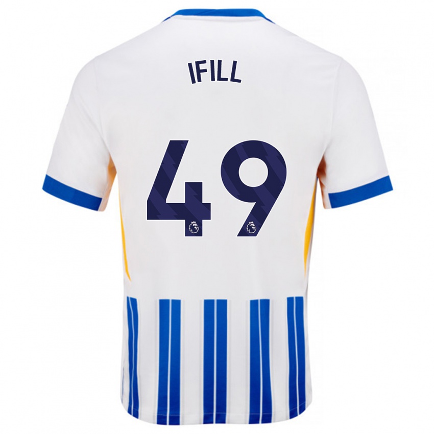 Kinder Marcus Ifill #49 Weiß Blaue Nadelstreifen Heimtrikot Trikot 2024/25 T-Shirt Schweiz