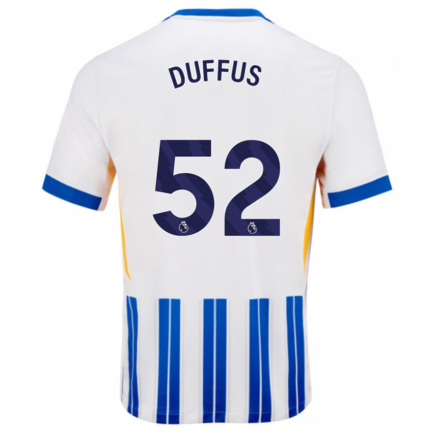 Kinder Josh Duffus #52 Weiß Blaue Nadelstreifen Heimtrikot Trikot 2024/25 T-Shirt Schweiz