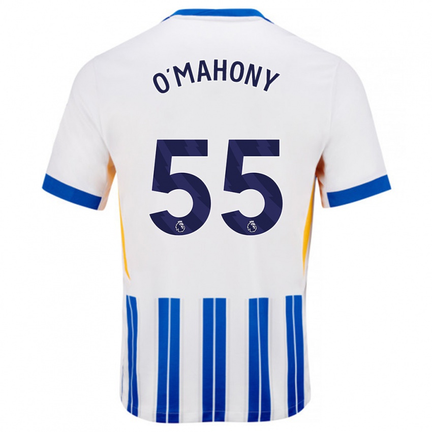 Enfant Maillot Mark O'mahony #55 Blanc Bleu À Rayures Fines Tenues Domicile 2024/25 T-Shirt Suisse