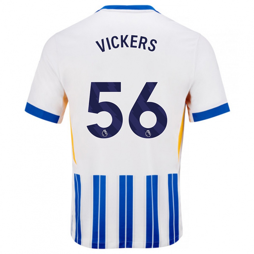 Kinder Caylan Vickers #56 Weiß Blaue Nadelstreifen Heimtrikot Trikot 2024/25 T-Shirt Schweiz