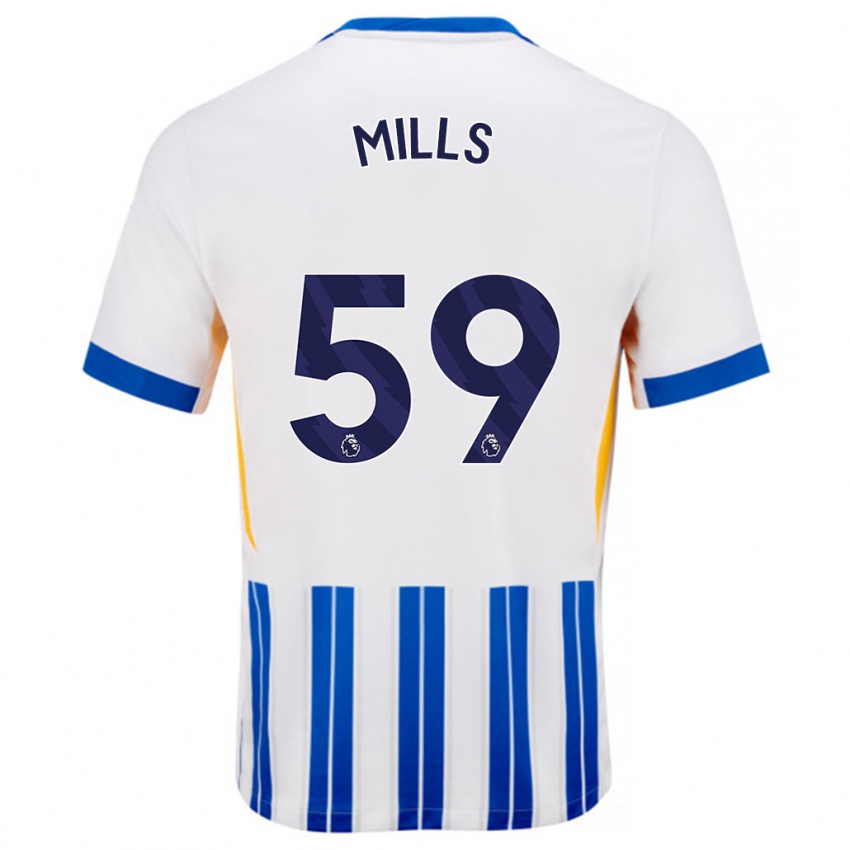 Enfant Maillot Harry Mills #59 Blanc Bleu À Rayures Fines Tenues Domicile 2024/25 T-Shirt Suisse