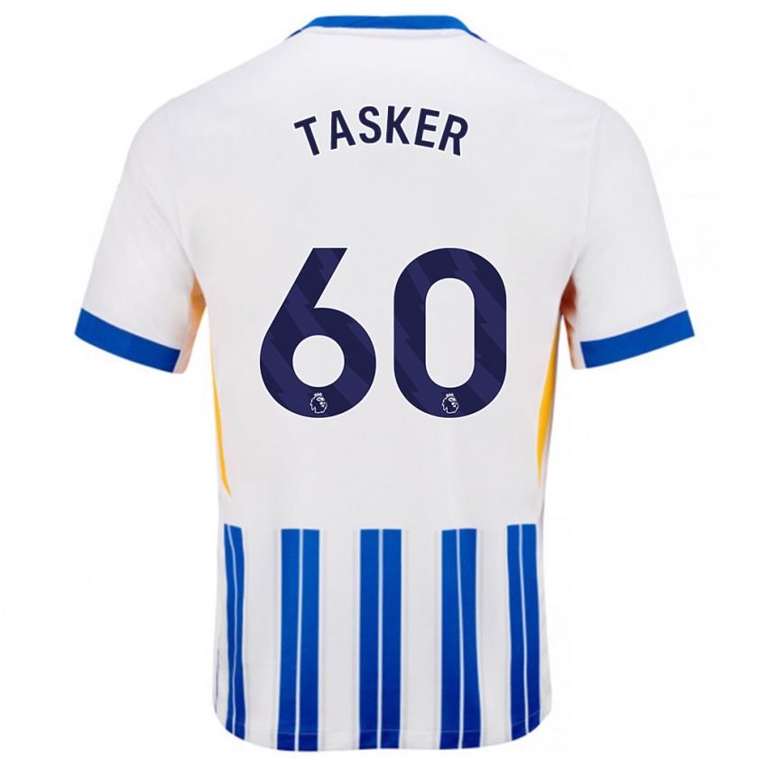 Enfant Maillot Charlie Tasker #60 Blanc Bleu À Rayures Fines Tenues Domicile 2024/25 T-Shirt Suisse