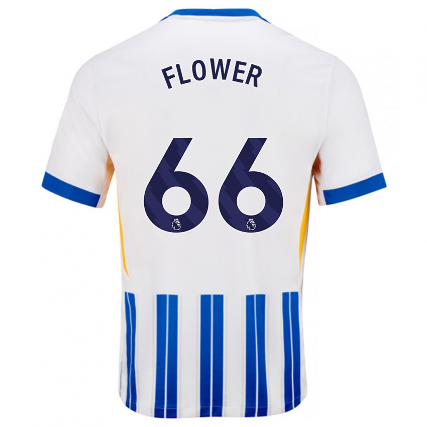 Kinder Louis Flower #66 Weiß Blaue Nadelstreifen Heimtrikot Trikot 2024/25 T-Shirt Schweiz