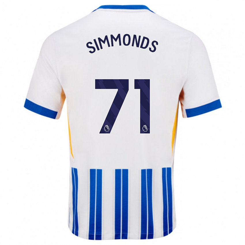 Kinder Freddie Simmonds #71 Weiß Blaue Nadelstreifen Heimtrikot Trikot 2024/25 T-Shirt Schweiz