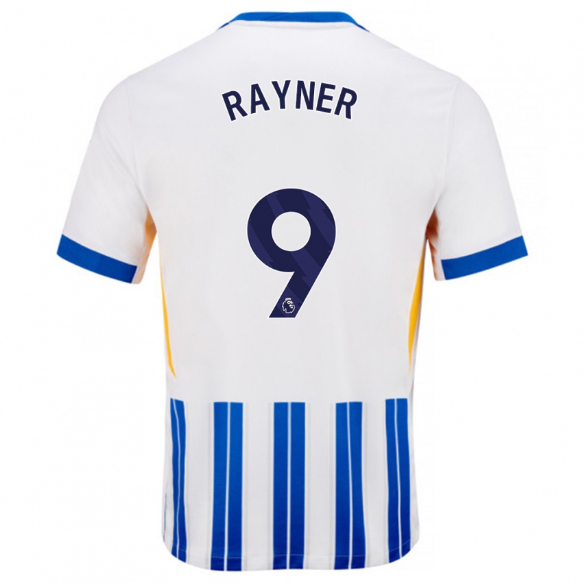 Kinder Rebecca Rayner #9 Weiß Blaue Nadelstreifen Heimtrikot Trikot 2024/25 T-Shirt Schweiz