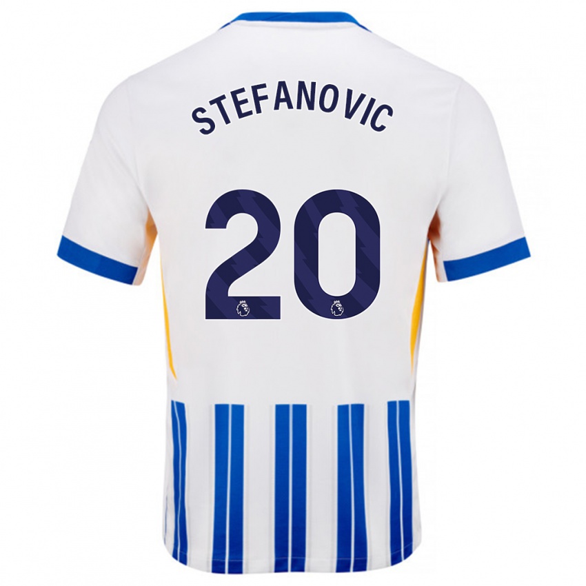 Kinder Dejana Stefanović #20 Weiß Blaue Nadelstreifen Heimtrikot Trikot 2024/25 T-Shirt Schweiz