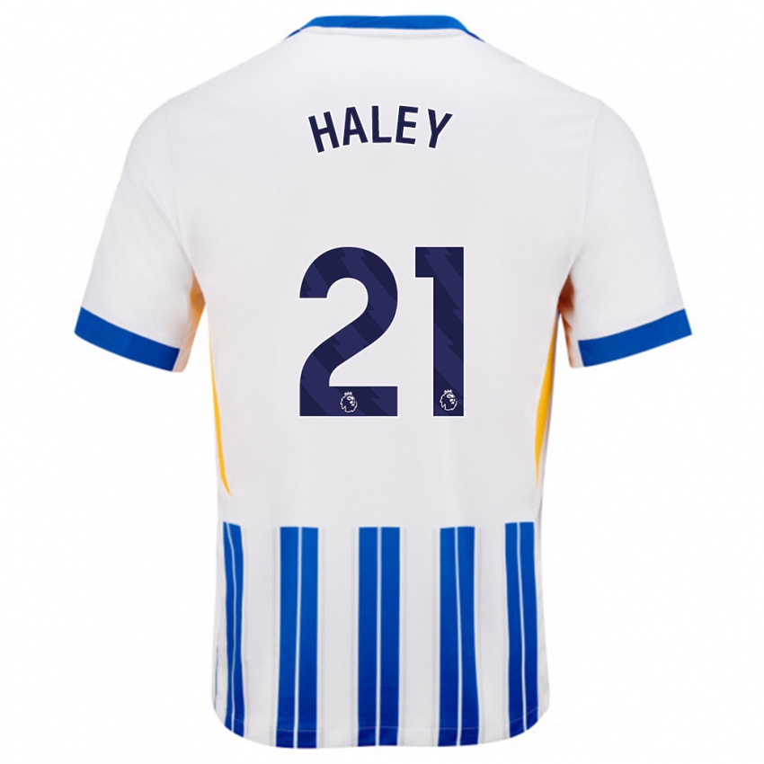 Kinder Madison Haley #21 Weiß Blaue Nadelstreifen Heimtrikot Trikot 2024/25 T-Shirt Schweiz