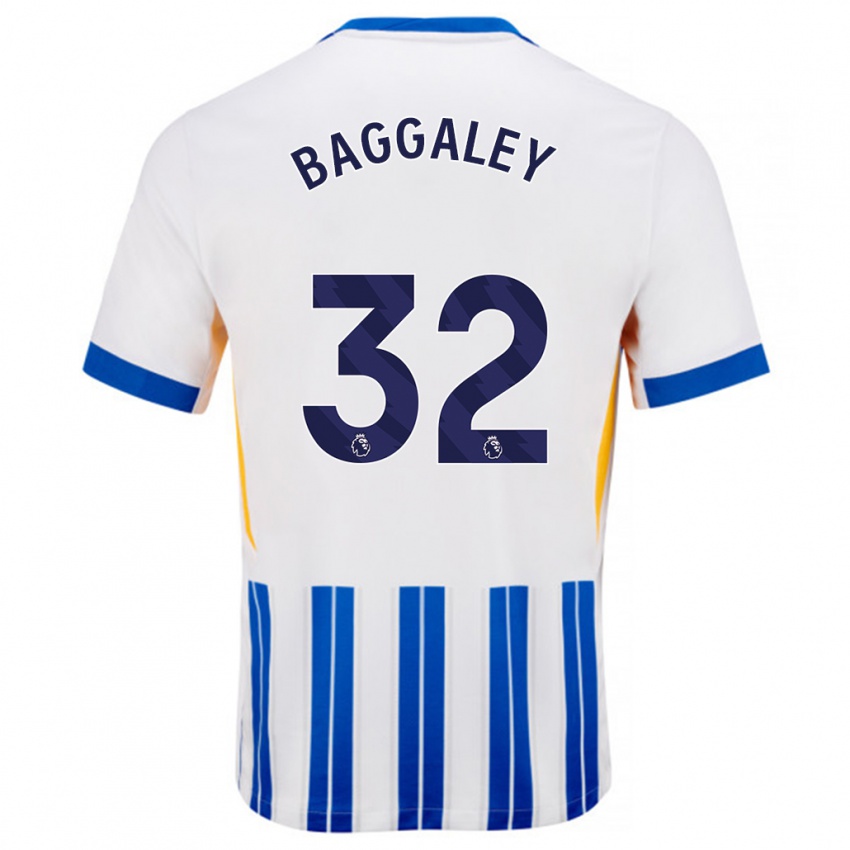 Kinder Sophie Baggaley #32 Weiß Blaue Nadelstreifen Heimtrikot Trikot 2024/25 T-Shirt Schweiz