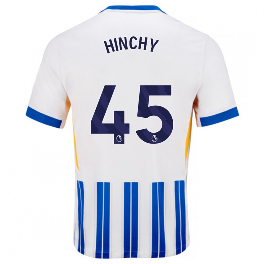 Enfant Maillot Jack Hinchy #45 Blanc Bleu À Rayures Fines Tenues Domicile 2024/25 T-Shirt Suisse