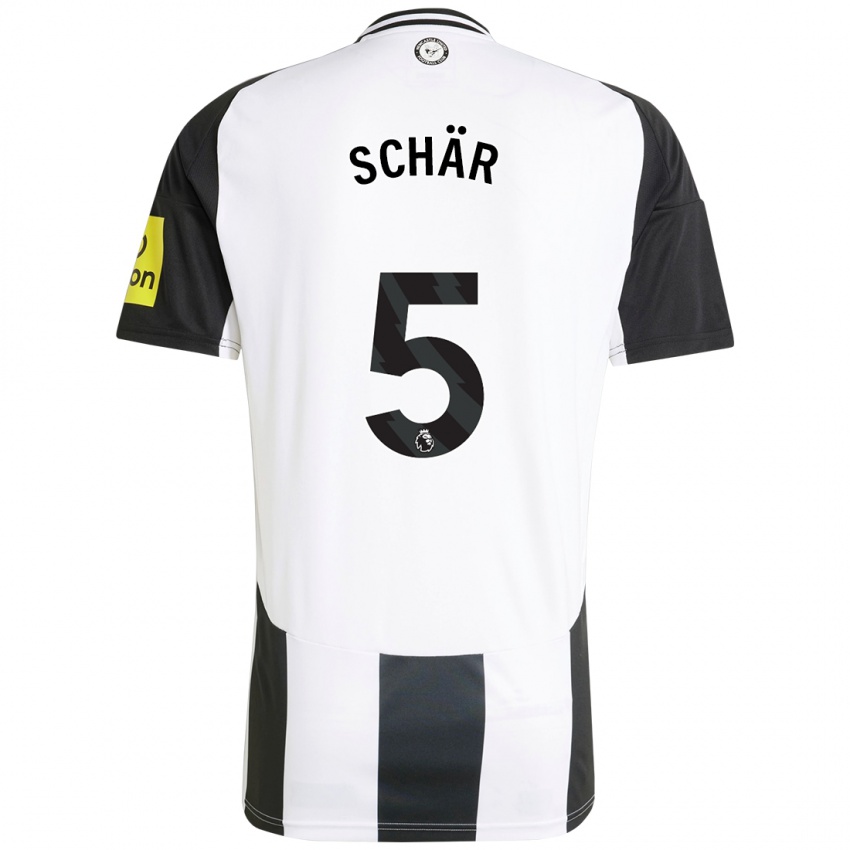 Kinder Fabian Schär #5 Weiß Schwarz Heimtrikot Trikot 2024/25 T-Shirt Schweiz