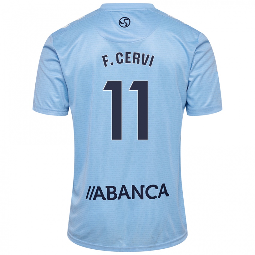 Enfant Maillot Franco Cervi #11 Bleu Ciel Tenues Domicile 2024/25 T-Shirt Suisse