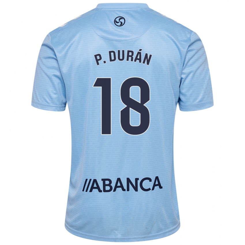 Enfant Maillot Pablo Durán #18 Bleu Ciel Tenues Domicile 2024/25 T-Shirt Suisse