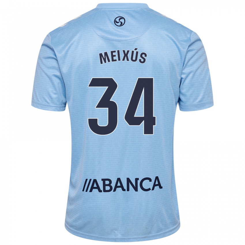 Enfant Maillot Pablo Meixús #34 Bleu Ciel Tenues Domicile 2024/25 T-Shirt Suisse