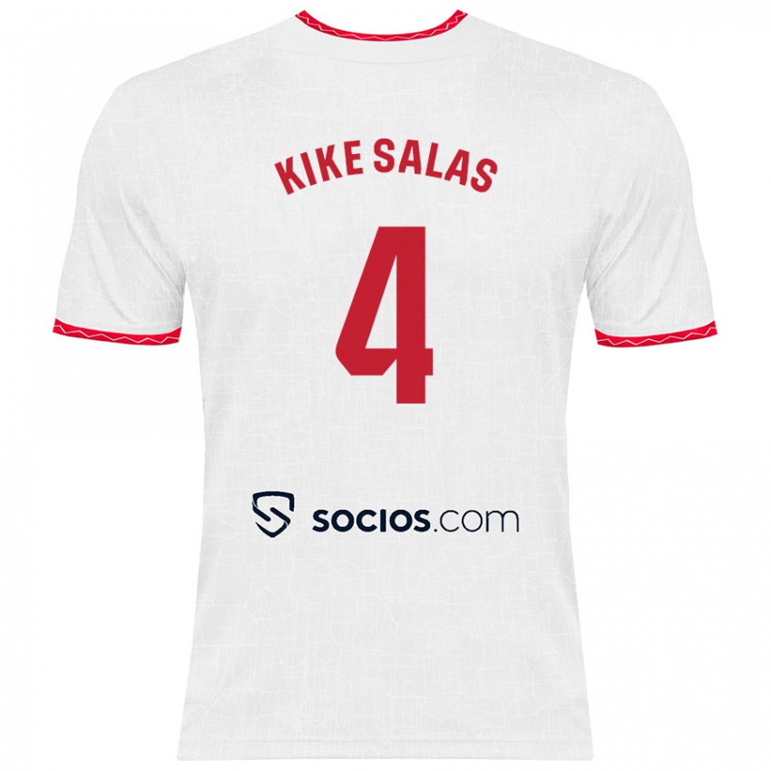 Kinder Kike Salas #4 Weiß Rot Heimtrikot Trikot 2024/25 T-Shirt Schweiz