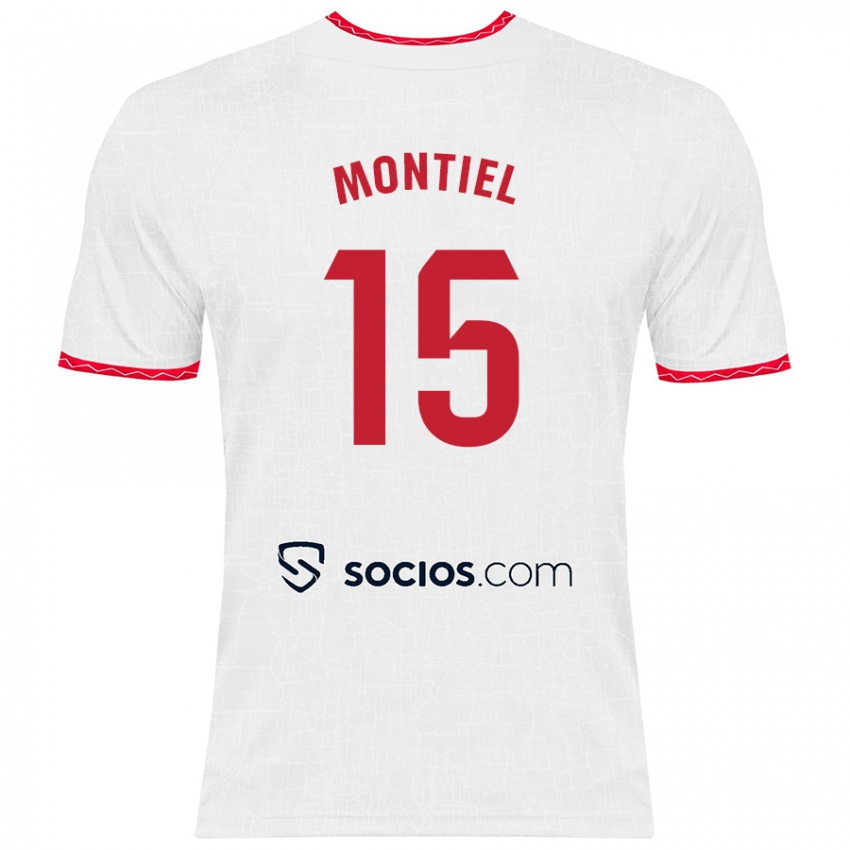 Kinder Gonzalo Montiel #15 Weiß Rot Heimtrikot Trikot 2024/25 T-Shirt Schweiz