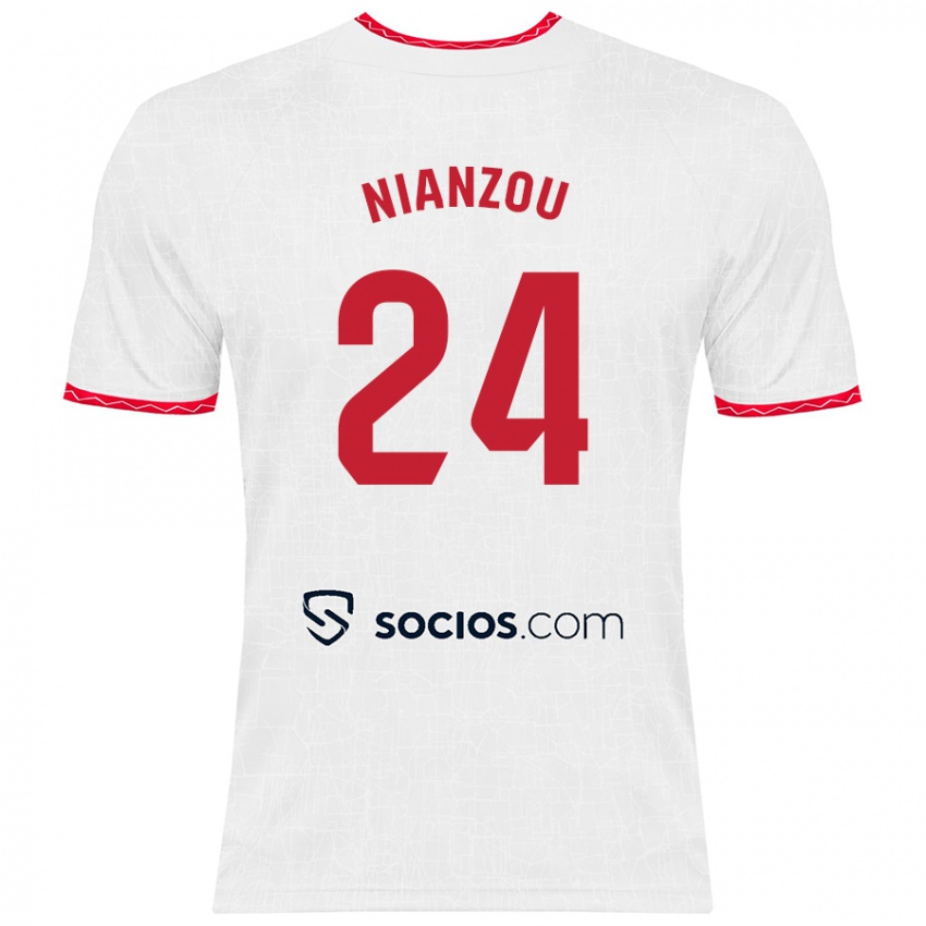 Kinder Tanguy Nianzou #24 Weiß Rot Heimtrikot Trikot 2024/25 T-Shirt Schweiz