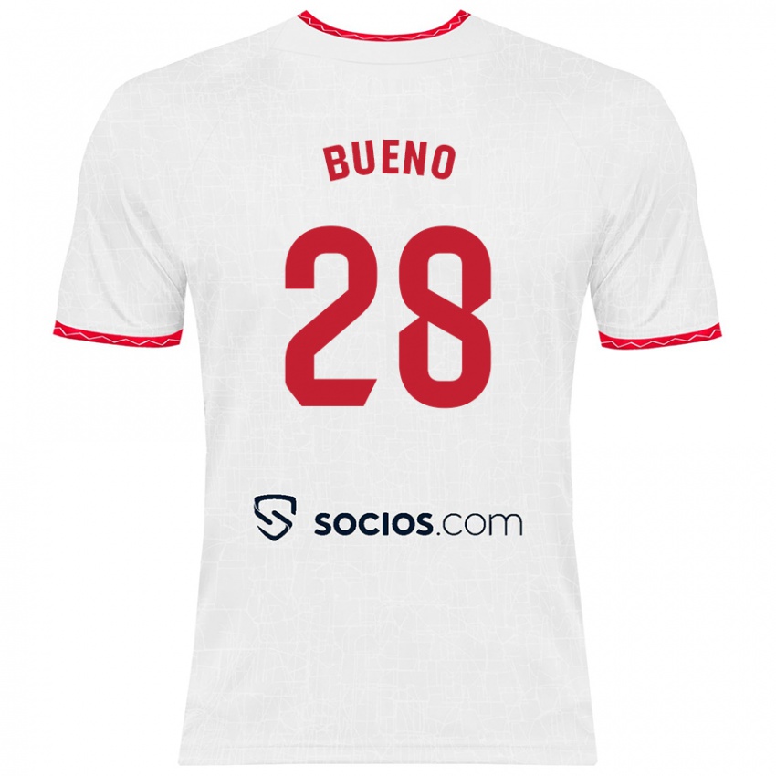 Kinder Manu Bueno #28 Weiß Rot Heimtrikot Trikot 2024/25 T-Shirt Schweiz