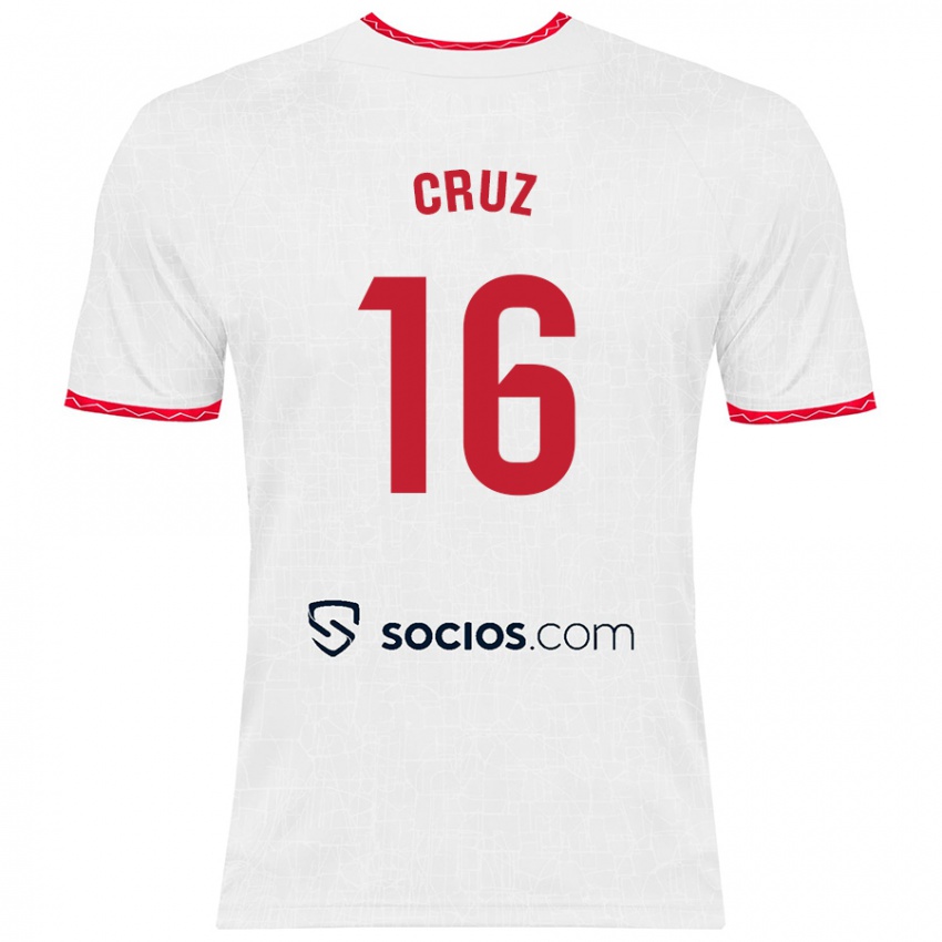 Kinder Jesús Cruz #16 Weiß Rot Heimtrikot Trikot 2024/25 T-Shirt Schweiz