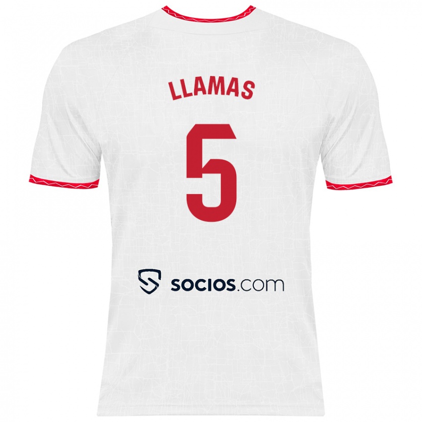 Kinder Eva Llamas Hernández #5 Weiß Rot Heimtrikot Trikot 2024/25 T-Shirt Schweiz