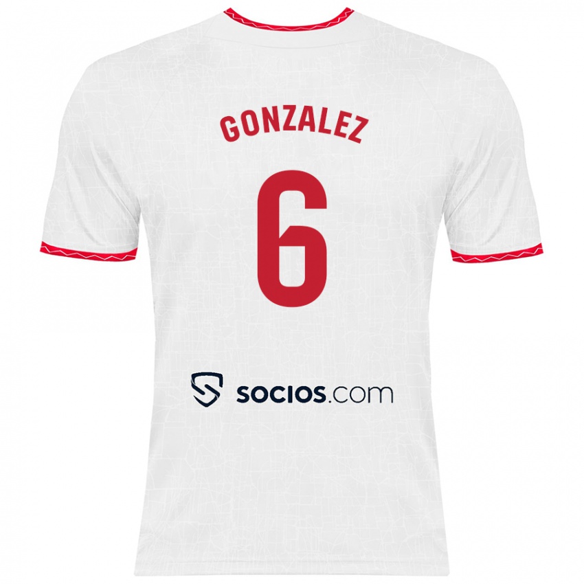 Kinder Pamela González #6 Weiß Rot Heimtrikot Trikot 2024/25 T-Shirt Schweiz