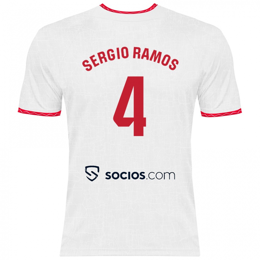 Kinder Sergio Ramos #4 Weiß Rot Heimtrikot Trikot 2024/25 T-Shirt Schweiz