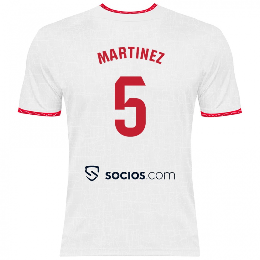 Kinder Sergio Martínez #5 Weiß Rot Heimtrikot Trikot 2024/25 T-Shirt Schweiz