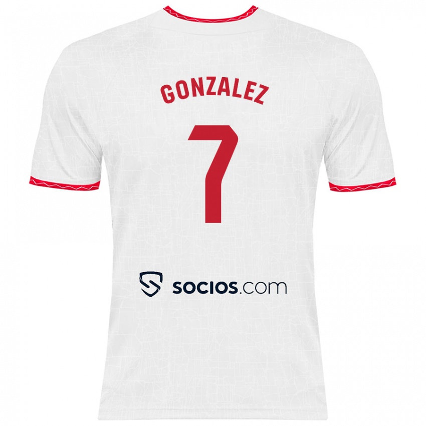 Kinder Juan González #7 Weiß Rot Heimtrikot Trikot 2024/25 T-Shirt Schweiz