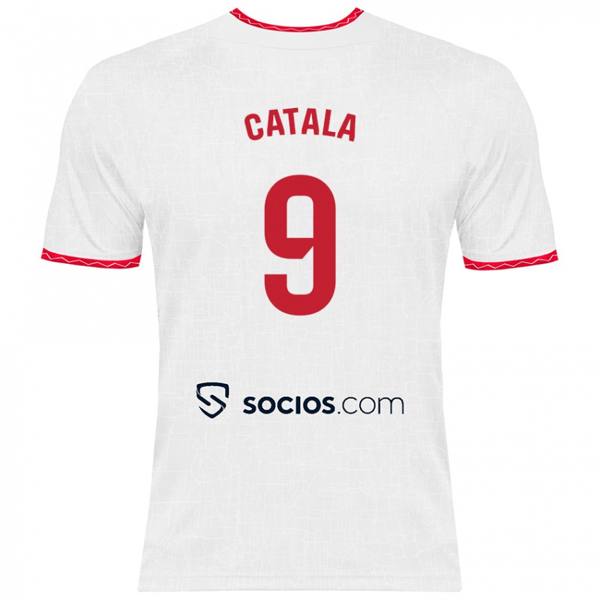 Kinder Rubén Catalá #9 Weiß Rot Heimtrikot Trikot 2024/25 T-Shirt Schweiz