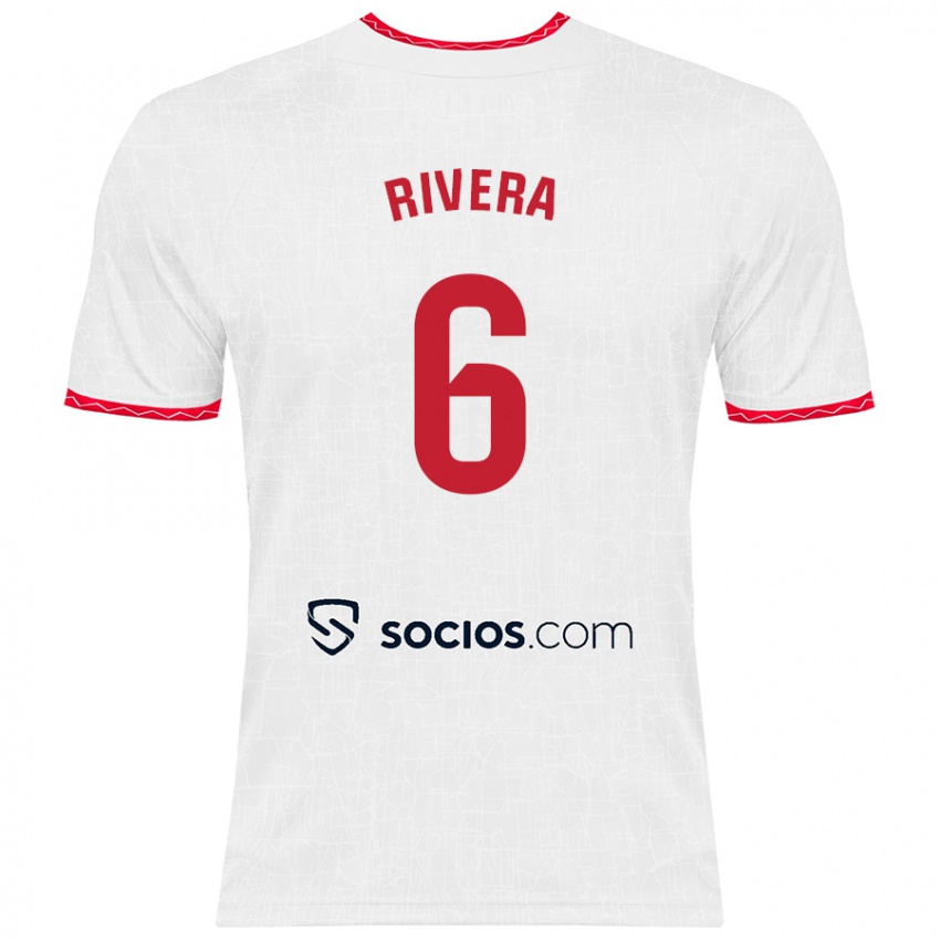 Kinder Pablo Rivera #6 Weiß Rot Heimtrikot Trikot 2024/25 T-Shirt Schweiz