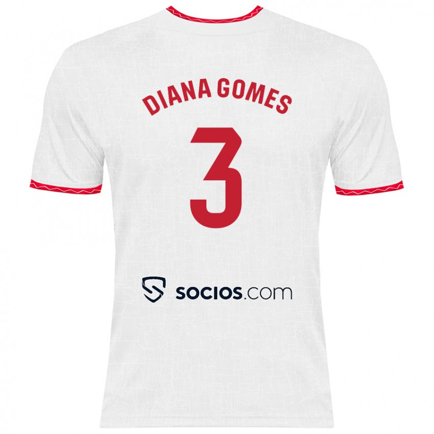 Kinder Diana Catarina Ribeiro Gomes #3 Weiß Rot Heimtrikot Trikot 2024/25 T-Shirt Schweiz