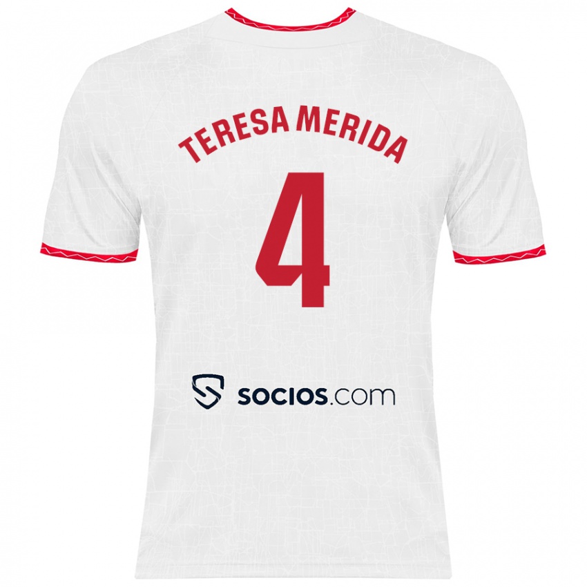 Kinder Teresa Merida #4 Weiß Rot Heimtrikot Trikot 2024/25 T-Shirt Schweiz