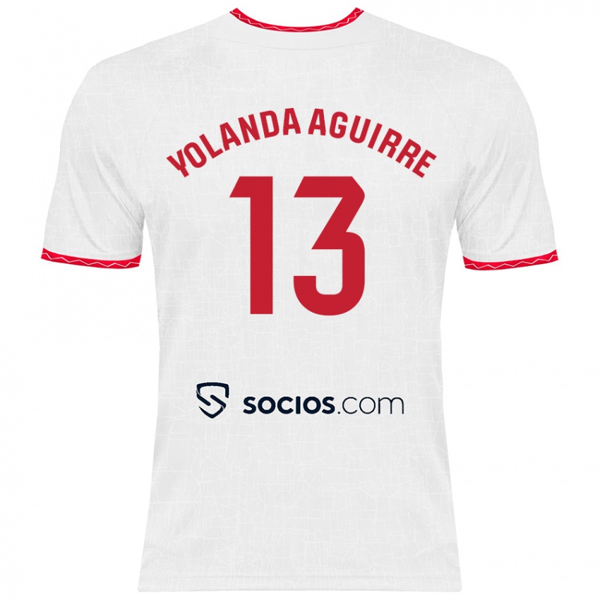 Kinder Yolanda Aguirre Gutiérrez #13 Weiß Rot Heimtrikot Trikot 2024/25 T-Shirt Schweiz