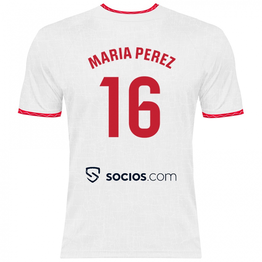 Kinder María Pérez Rabaza #16 Weiß Rot Heimtrikot Trikot 2024/25 T-Shirt Schweiz