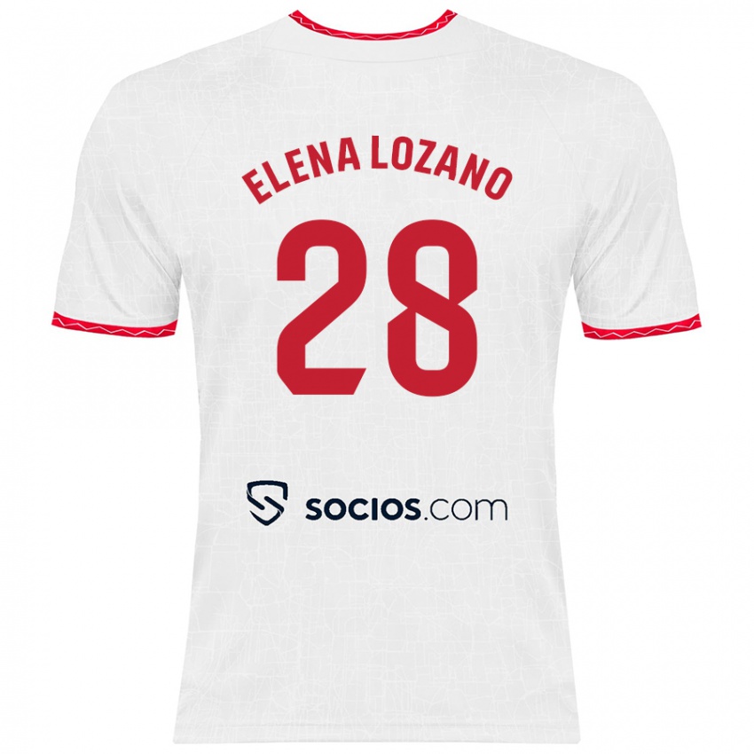 Kinder Elena Lozano Gallego #28 Weiß Rot Heimtrikot Trikot 2024/25 T-Shirt Schweiz