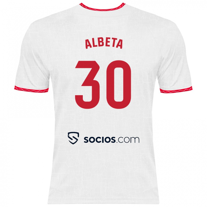 Kinder Alba María López Montiel #30 Weiß Rot Heimtrikot Trikot 2024/25 T-Shirt Schweiz