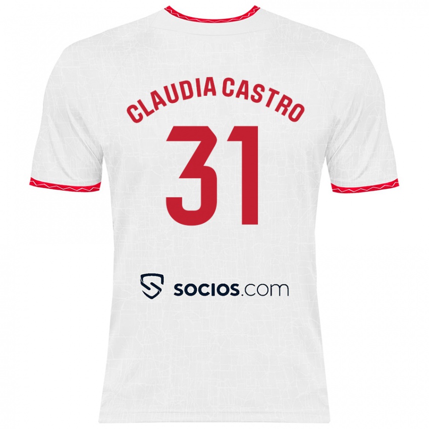 Kinder Claudia Castro Romero #31 Weiß Rot Heimtrikot Trikot 2024/25 T-Shirt Schweiz